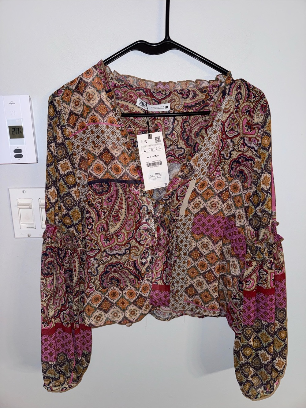 ZARA Multicolor Paisley and Geometric Print Blouse